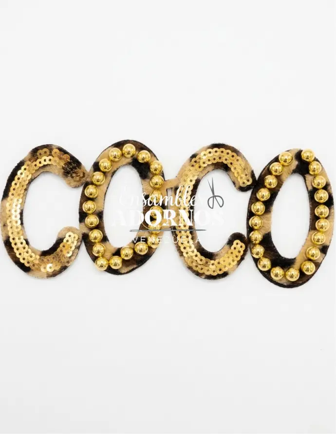 APLICACION LENTEJUELA ANIMAL PRINT COCO 19.5CMX7.5CM (PQT X 10 UND)