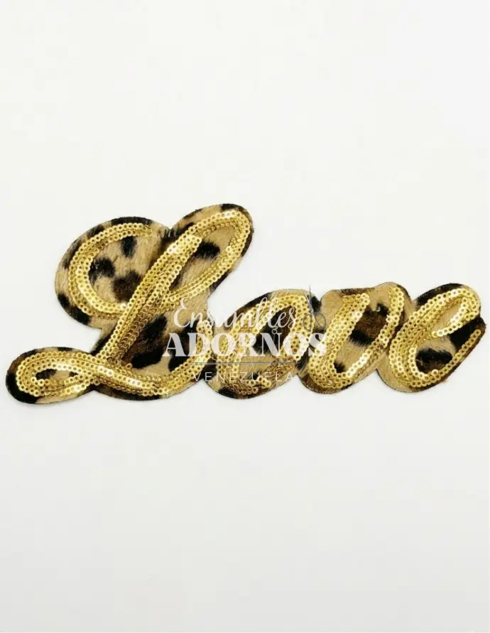 APLICACION PLANCHA LENTEJUELA ANIMAL PRINT LOVE 20CMX10CM (PQT X 10 UND)
