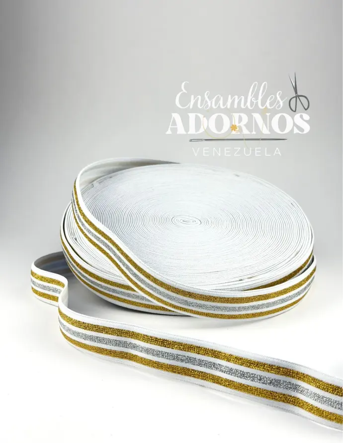 ELASTICA LUREX COMBINADO 2.5CM (ROLLO X 25 MTS)