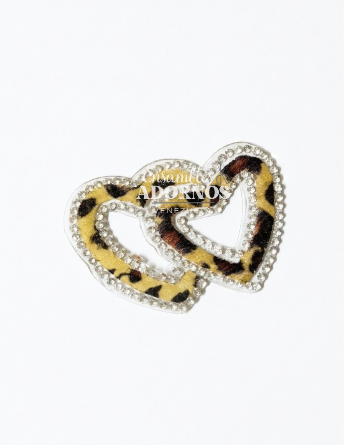 APLICACION PLANCHA ANIMAL PRINT CORAZON DOBLE (PQT X 20 UND)