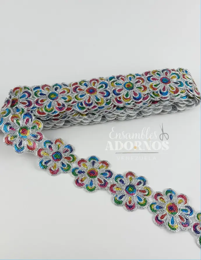 CINTA PLANCHA LENTEJUELA OLEOGRAFICA 5.5CM (PZA X 10 YDS)