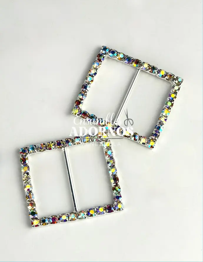 HEBILLA STRASS AB 3.6CMX3CM (PQT X 10 UND)