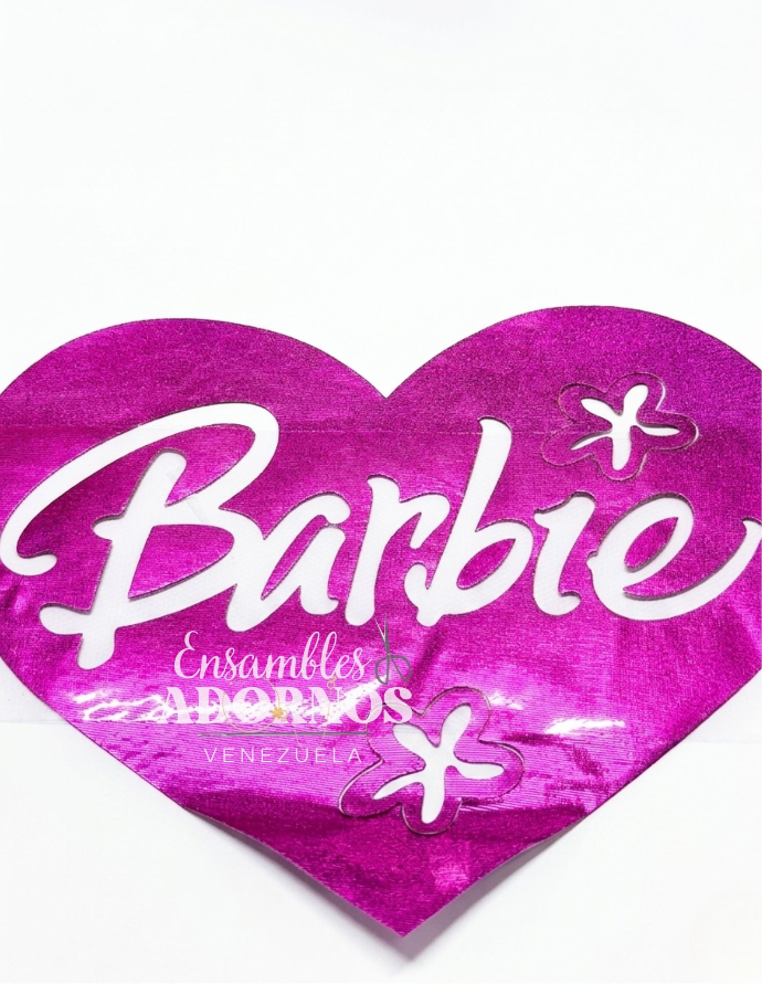 APLICACION PLANCHA. CORAZON BARBIE 22X18CM (PQT X 10 UND)