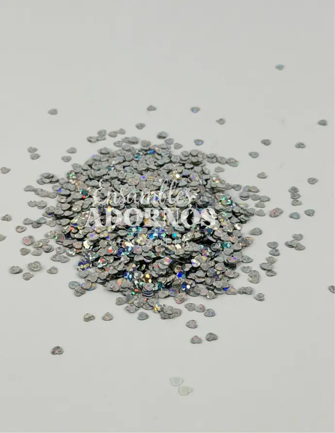 LENTEJUELA SUELTA MINI CORAZON 3MM (PQT X 500GRS)