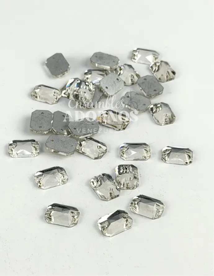 PIEDRA HILO VIDRIO CUADRADO 10X14MM (PQT X 100 UND)