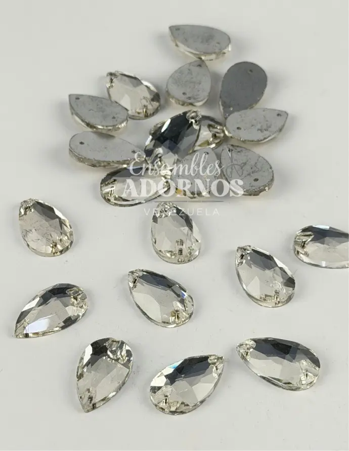PIEDRA HILO VIDRIO GOTA 13X22MM (PQT X 100 UND)