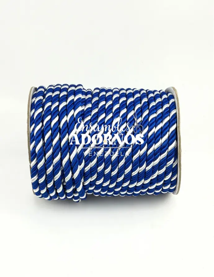 CORDON TRENZADO SEDA COMBINADO 8MM (ROLLO X 50 YDS)
