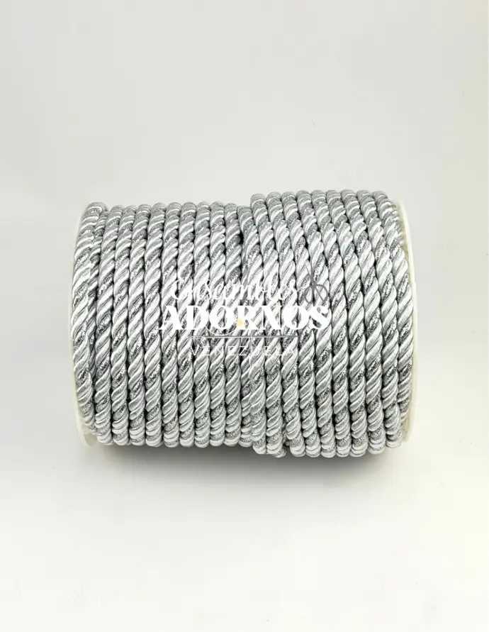 CORDON TRENZADO LUREX COMBINADO 8MM (ROLLO X 50 YDS)