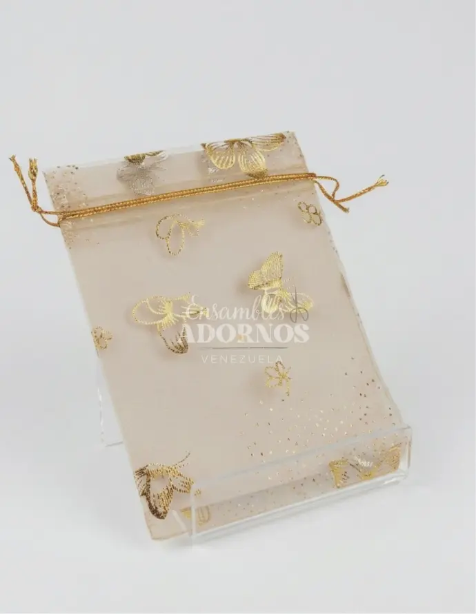 BOLSAS  ORGANZA DISEÑO MARIPOSA 9X12CM (MAZO X 10PQT / PQT X 12UND) 