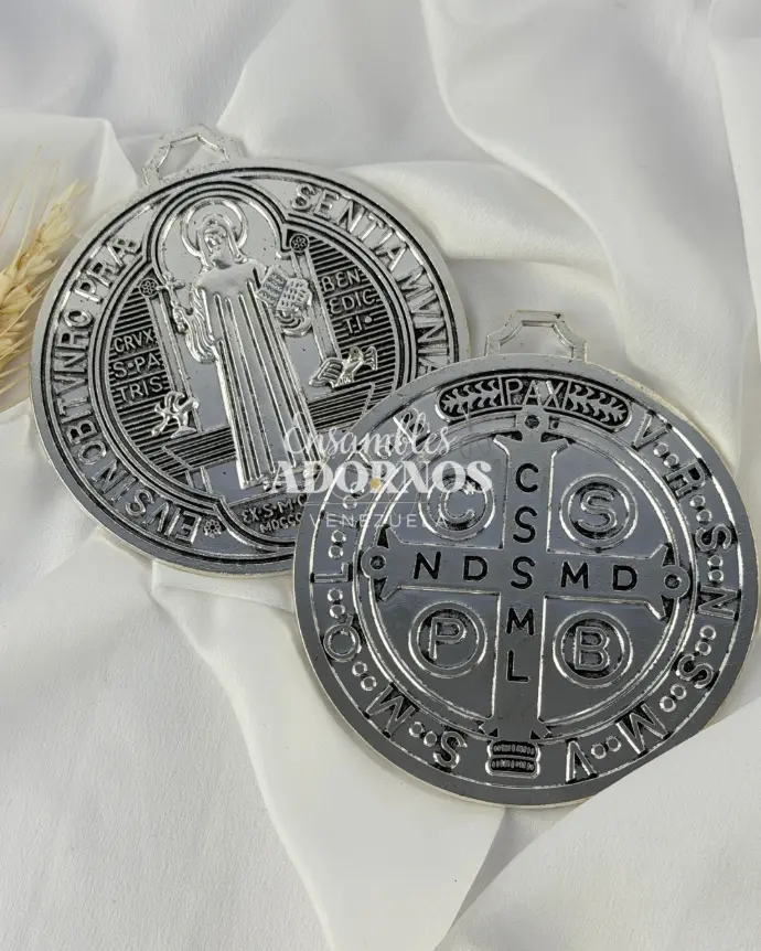  MEDALLA RELIGIOSA METALICA SAN BENITO 9CM (UNIDAD)