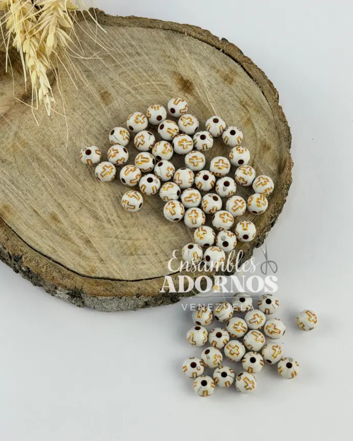 PEPA NYLON REDONDA CRUZ BLANCA CON DORADO 8MM (PQT X 500GRS) 