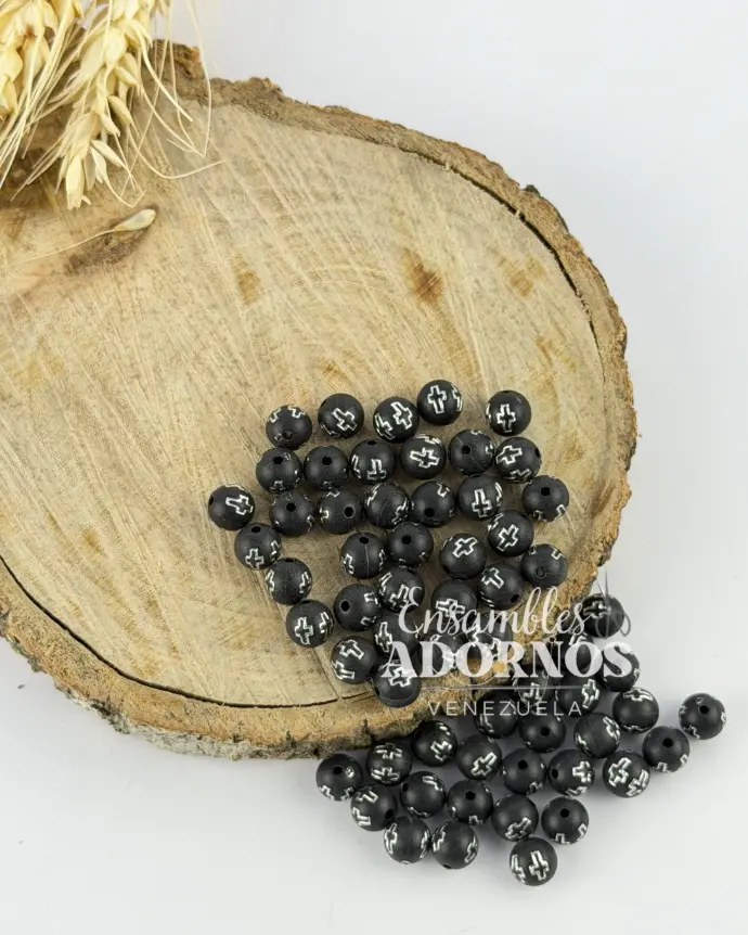 PEPA NYLON REDONDA CRUZ NEGRA CON PLATEADA 8MM (PQT X 500 GRS)  