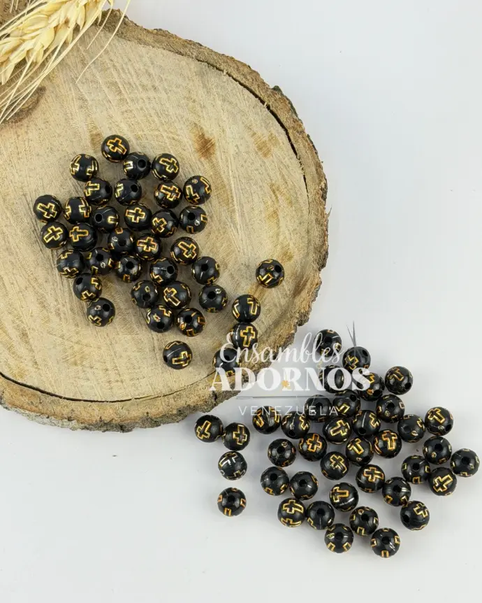 PEPA NYLON REDONDA CRUZ NEGRA CON DORADO 8MM (PQT X 500 GRS)   