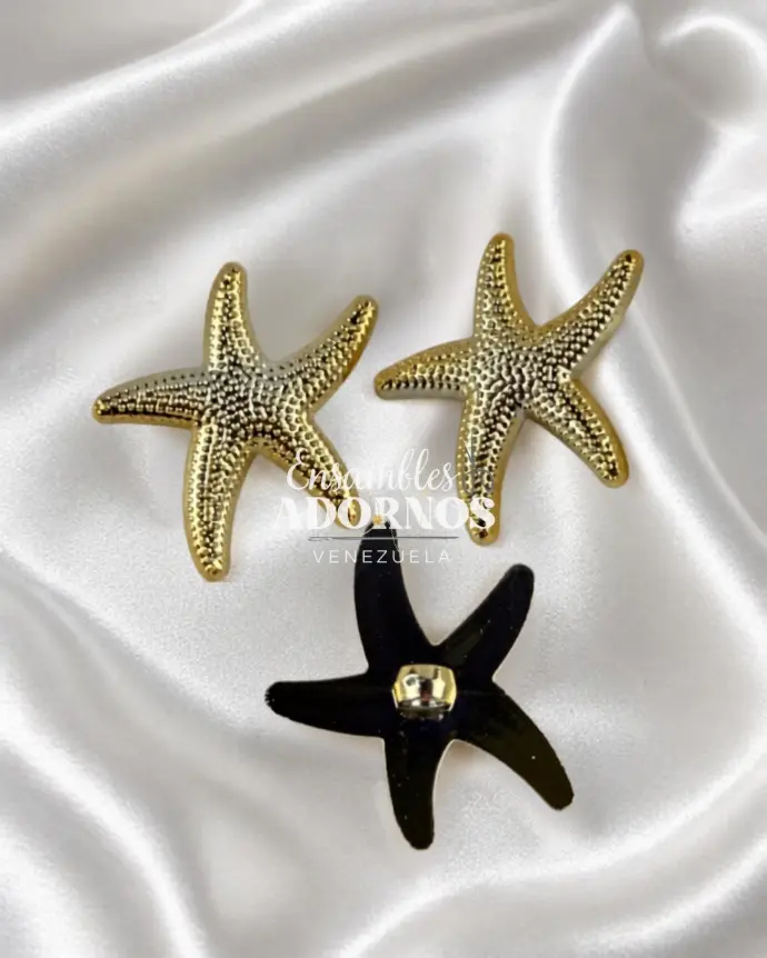 BOTON PATA METALIZADO FIGURA ESTRELLA MAR GRANULADA 60L (PQT X 100UNID)