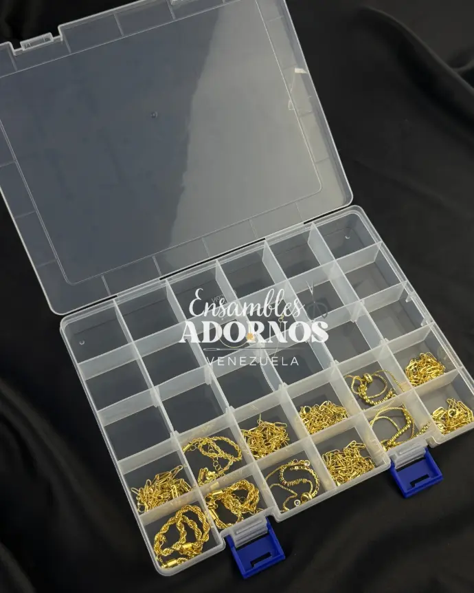 ORGANIZADOR DE BISUTERIA CON TAPA 30 COMPARTIMENTOS 21.7X16.8X2.7CM (UNIDAD)