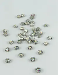 PIEDRA VIDRIO FLOR 10MM CON TACHE (PQT X 1000 UND + 50 GRS)